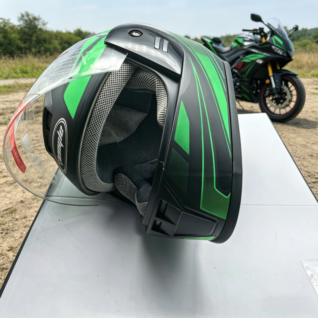 Scooter Helmet Set - Heren integraalmotorhelm met dubbel vizier Racing