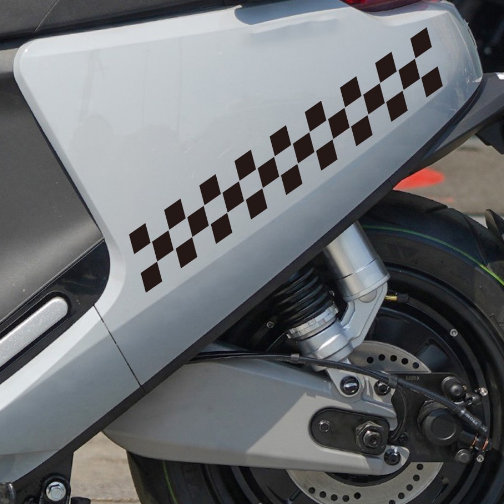 Scooter Helmet Set - 2 Stuks Geblokte Vlag Motorfiets Stickers