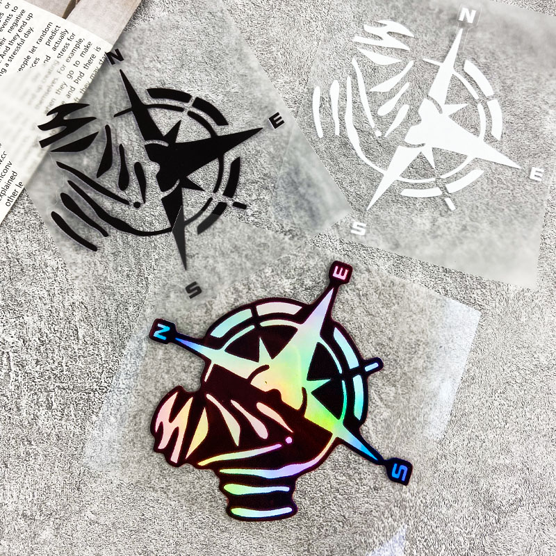 Scooter Helmet Set - 1PC Kompas Patroon Vinyl Sticker 13X12CM,